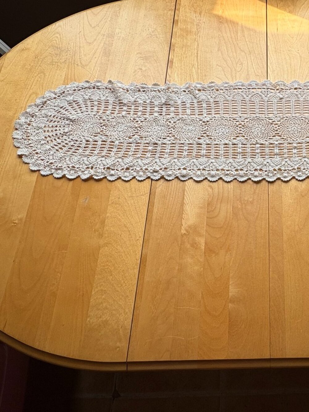 Vintage Beige Hand Crocheted Tablerunner